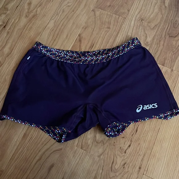 Purple and Patterned Reversible Asics Spandex - Picture 2 of 2